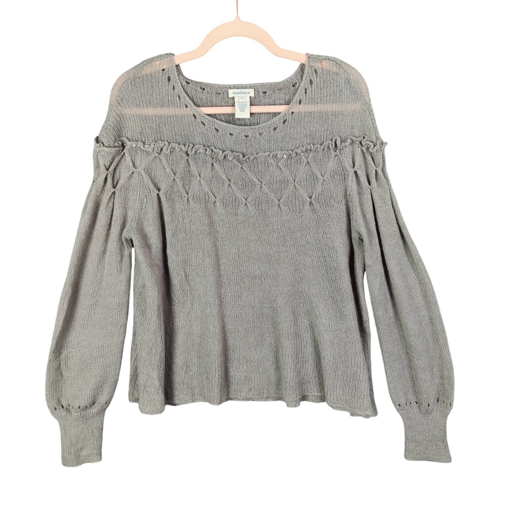 Sundance Mohair Blend Knit Fairy Sweater Lantern Sleeve Diamond Women Medium